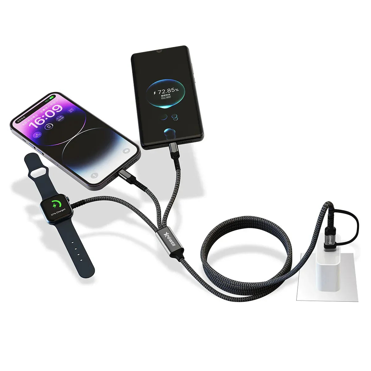 Xpower 60W 6in1 Cable For Phone & Watch - Black - Tashqila Xpower 60W 6in1 Cable For Phone & Watch - Black - Tashqila